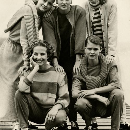 Announcements and invitations depicts: Photograph of 5 women posing in grayscale. Red box on the top left with "liz&co" inside.