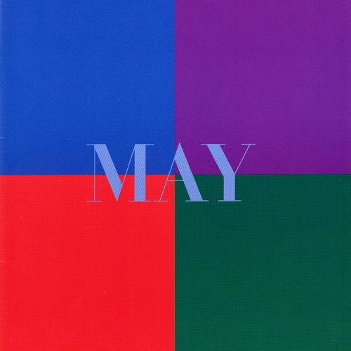 Booklet/Brochure depicts: Grid of a blue, purple, red and green box with "May" blue serif text in the middle of the cover.