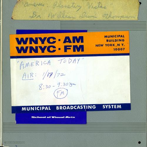 Audio Recordings depicts: Front of open reel box with event information