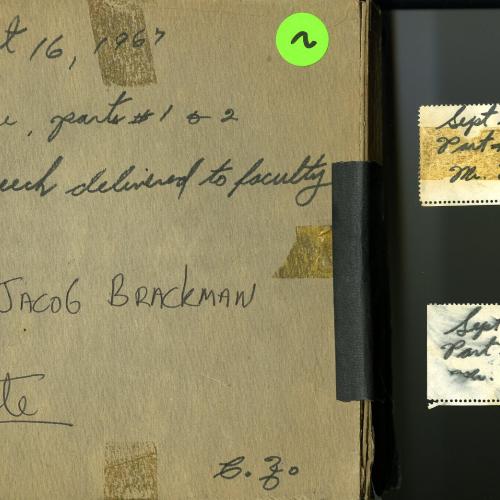 Audio Recordings depicts: Front of open reel box with event information