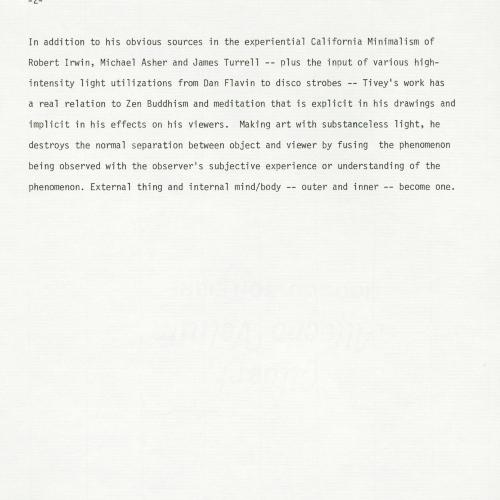 Press Releases depicts: Typewritten description of exhibition
