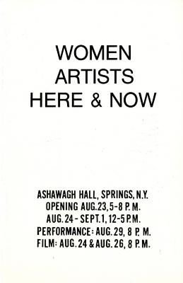 Exhibition Catalogues depicts: Women Artists Here and Now, Ashawagh Hall, Springs, NY