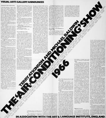 Posters depicts: Columns of newspaper text with the name of the show printed diagonally across the page