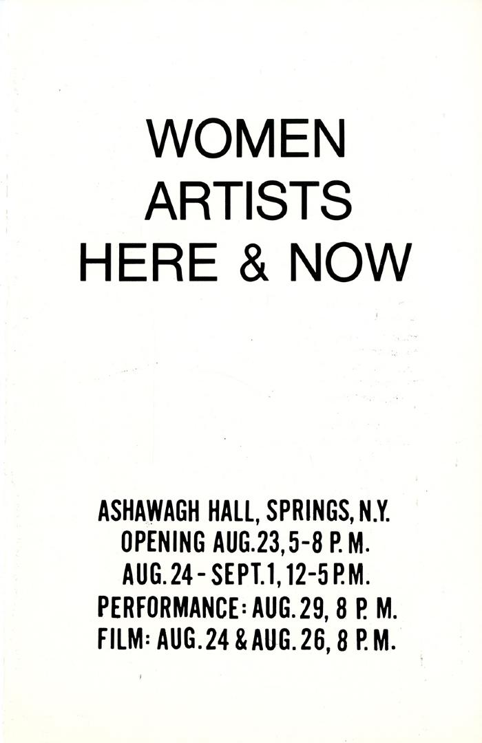 Exhibition Catalogues depicts: Women Artists Here and Now, Ashawagh Hall, Springs, NY