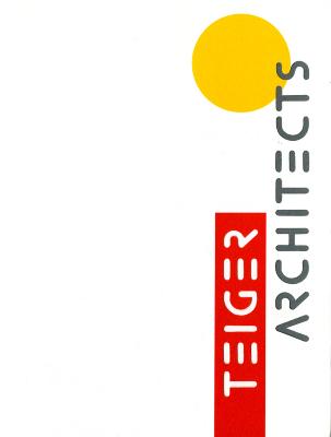 Cards, Announcements and invitations depicts: Teiger text within a vertical red column oriented to the right and a yellow circle above.
