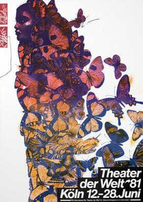 Posters depicts: Colorful illustration of a woman with tons of butterflies covering the woman