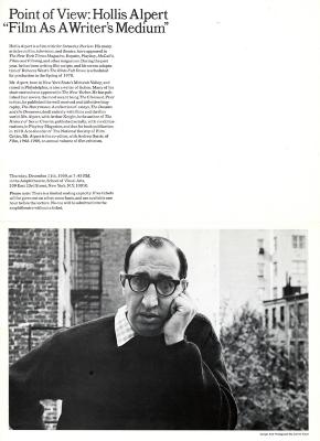 Posters depicts: black a white photo of a worried looking man in glasses and a sweater
