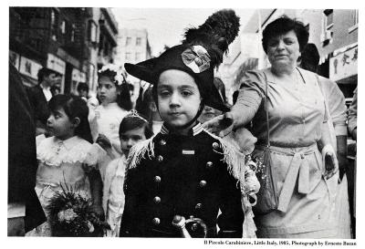 Announcements and invitations depicts: Boy wearing large ornamental hat and uniform