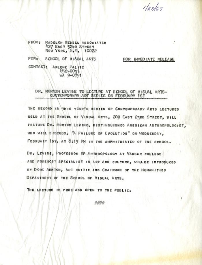 Press Releases depicts: typed description of event