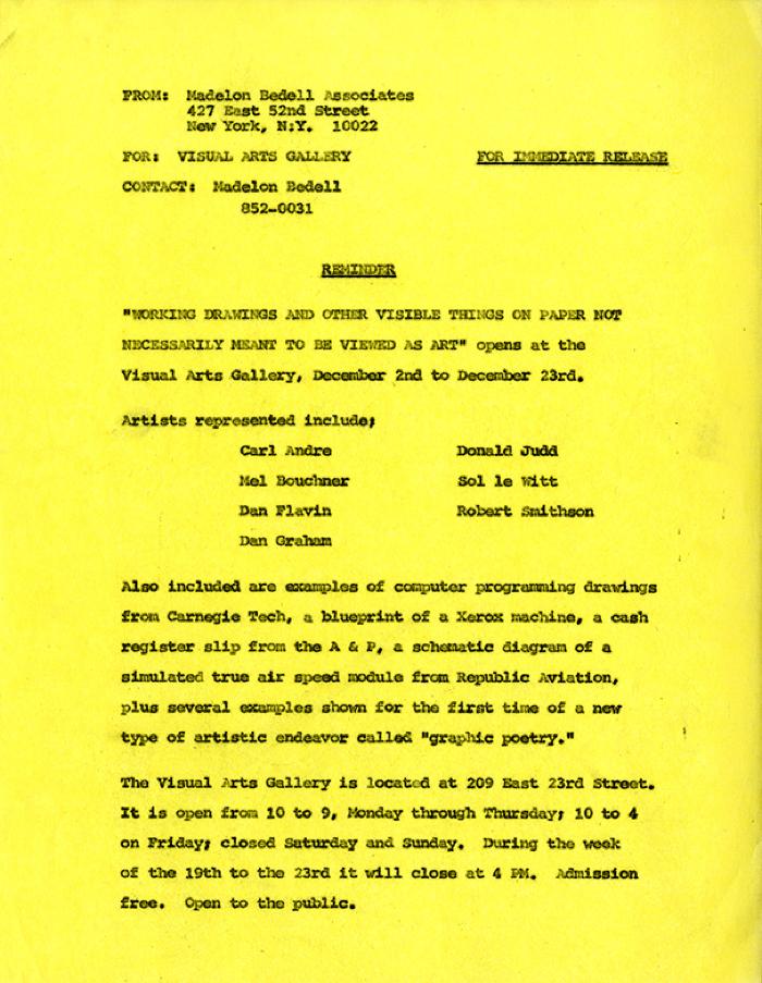 Press Releases depicts: typed press release on yellow paper