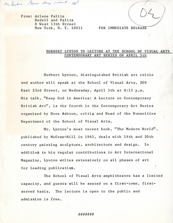 Press Releases depicts: typed description of event