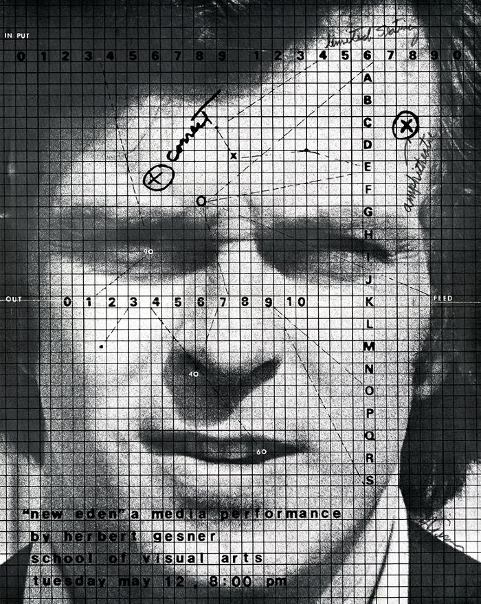 Posters depicts: man's face partially obscured by a grid of letters and numbers