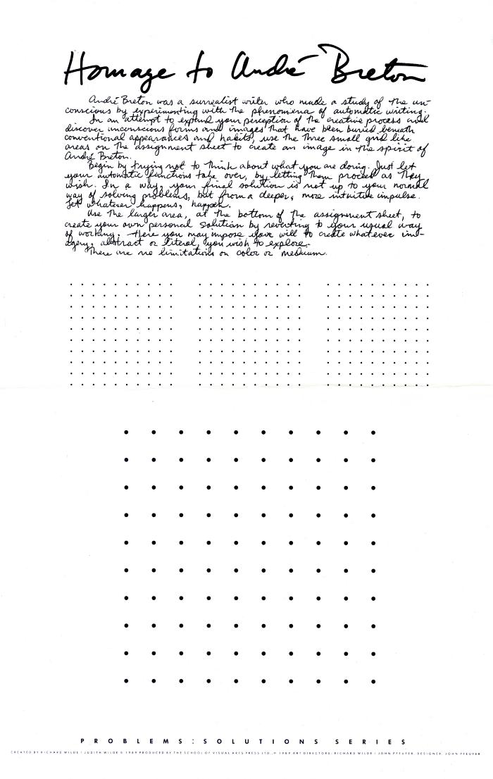 Posters depicts: Title and instructions in handwritten black ink, below which are three small 10 x 10 grids of dots and one large grid of dots