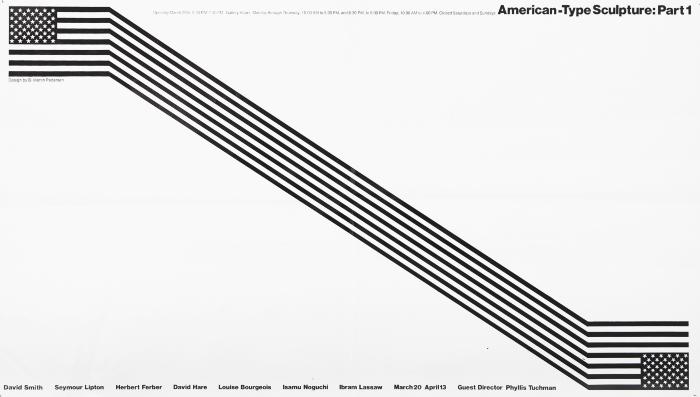 Posters depicts: Black and white American flag with stripes extended diagonally across page to another upside down flag in the lower right corner
