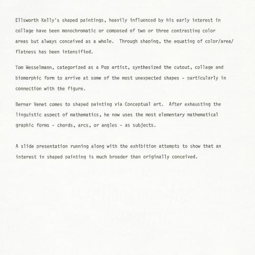 Press Releases depicts: Typewritten description of exhibition