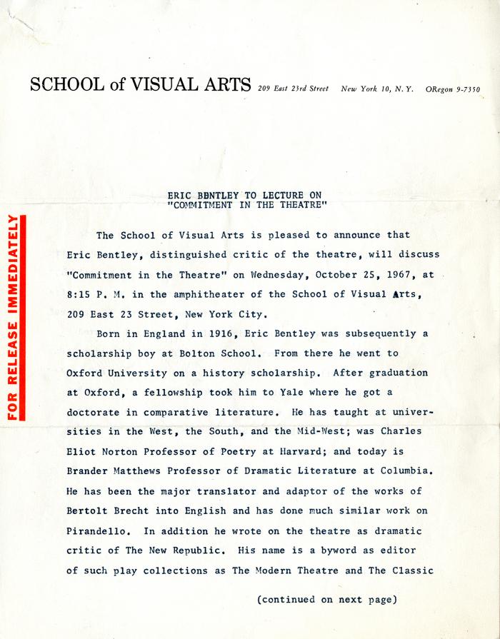 Press Releases depicts: typed description of event
