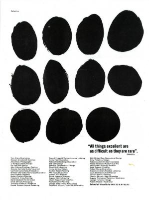 Advertisements depicts: 11 black circles in three rows, all are imperfect except for the last one 