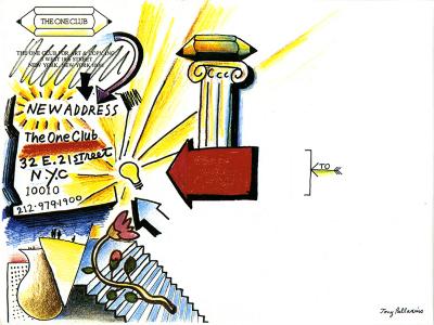 Advertisements depicts: Various illustrations of a Greek column, a pencil with both sides sharpened, a rose, a vase, a lightbulb on a card