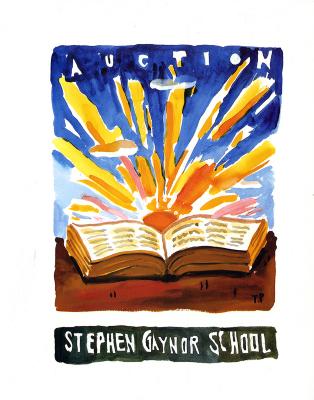 Advertisements depicts: Watercolor illustration of a sun rising out of a book laid flat on the ground