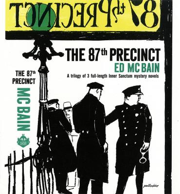 Book Covers depicts: Illustration of three cops standing next to a fence and light post, one has his back turned and is talking to a man 