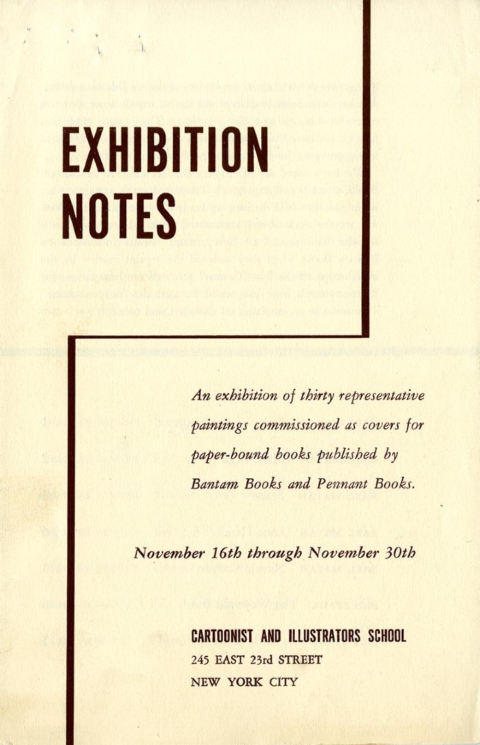 Booklet/Brochure depicts: Exhibition notes cover