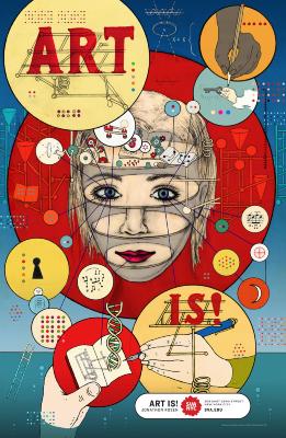 Posters depicts: Girl's face at the center of the poster with retro-scientific textbook styled thoughts represented inside circles.