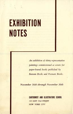 Booklet/Brochure depicts: Exhibition notes cover