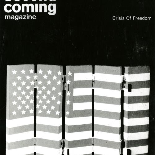 Serial Publications depicts: Five wooden panels folded together with the American flag painted on top
