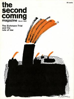 Serial Publications depicts: A simple abstract black silhouette illustration of many buildings with orange smoke or fire coming out of the chimneys 