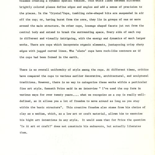 Press Releases depicts: Typewritten description of exhibition