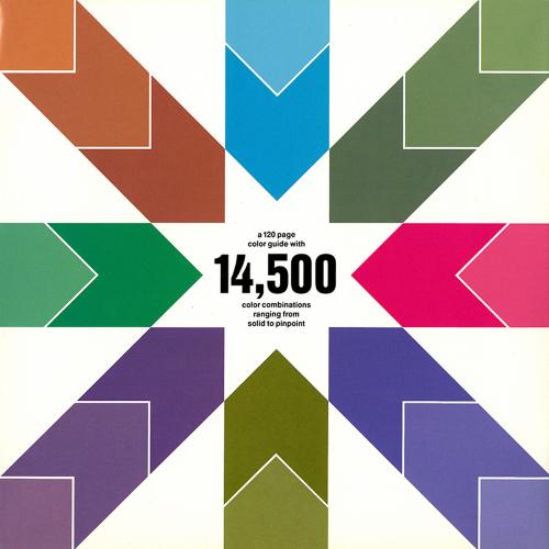 Calendars, Posters depicts: Sort of arrow designs all different colors point inward, making a 8 pointed star cut out space in the middle 
