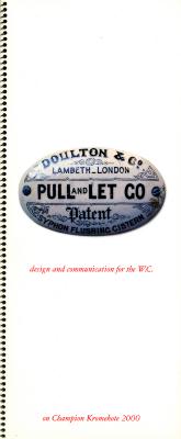 Booklet/Brochure depicts: An old fashioned decorative sort of label with many different fonts used on the cover of a white brochure 