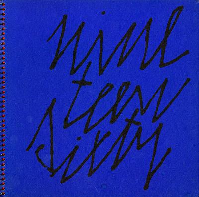 Calendars depicts: "nineteen sixty" handwritten in a very modern cursive font on a blue booklet 