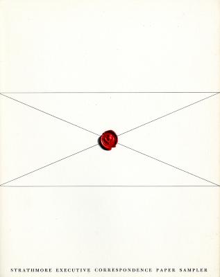 Advertisements, Bulletins and catalogs depicts: A minimalist line drawing of an envelope with a red wax seal pressed on top