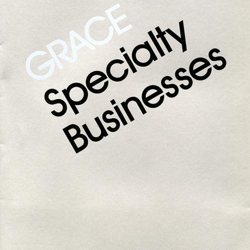 Announcements and invitations, Booklet/Brochure depicts: "Grace Speciality Businesses" written at an angle on a gray background 