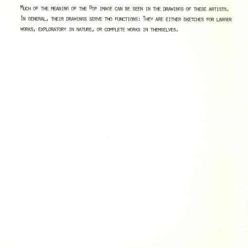 Press Releases depicts: Typewritten description of exhibition