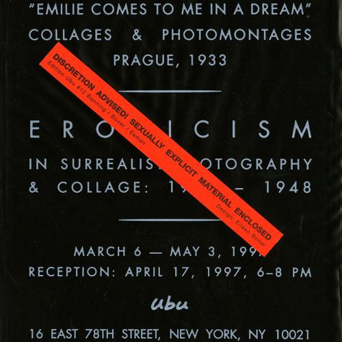 Announcements and invitations depicts: Black plastic wrap cover with author and title information, red "Discretion advised, sexually explicit material enclosed" sticker on top 
