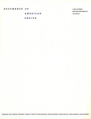 Letterheads/Stationery depicts: "Documents of American Design" printed in the left hand corner of a blank page 