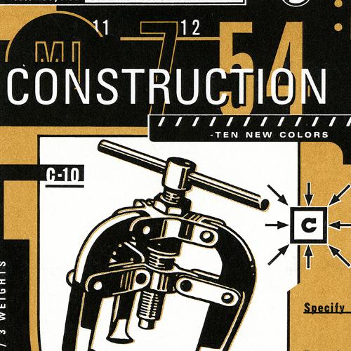 Booklet/Brochure, Paper sample/swatch books depicts: Packaging with a black and white illustration of some sort of mechanical lever contraption  