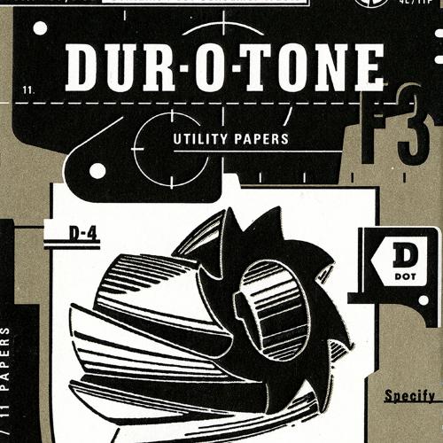 Booklet/Brochure, Paper sample/swatch books depicts: Packaging with a black and white illustration of some sort of mechanical gear 