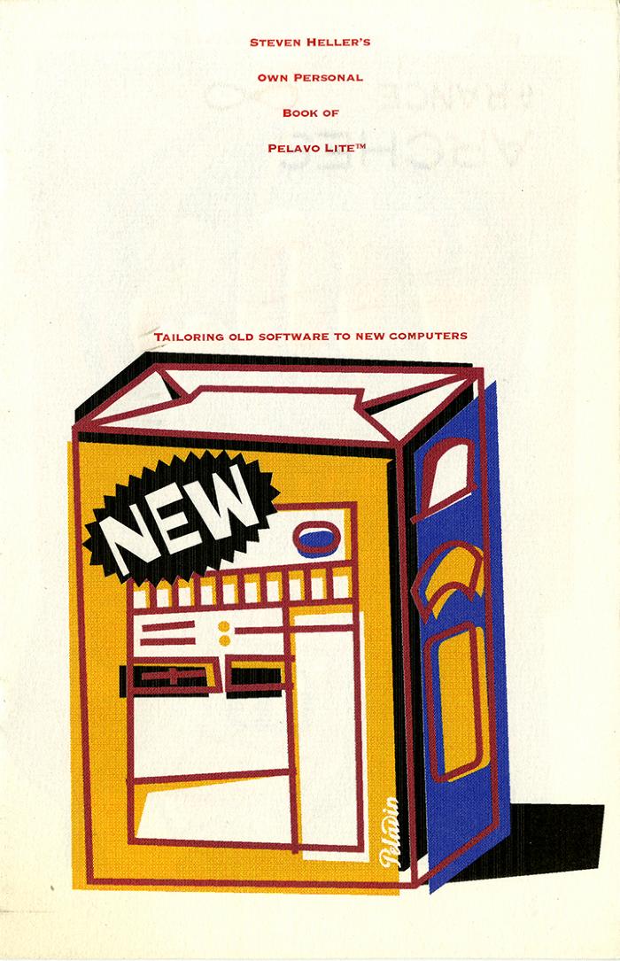 Print illustration of a computer with a "New" sticker on it 