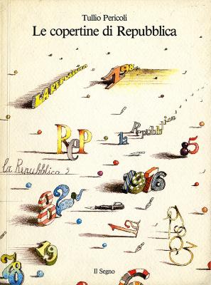 Various cartoon illustrations of "La Repubblica" as well as various years, 1976, 1983, etc, in interesting typographic formats