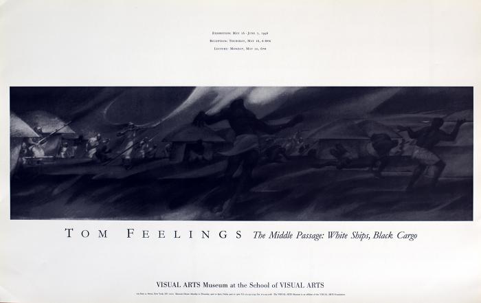 Posters depicts: Drawing of enslavers fighting Africans with exhibition details