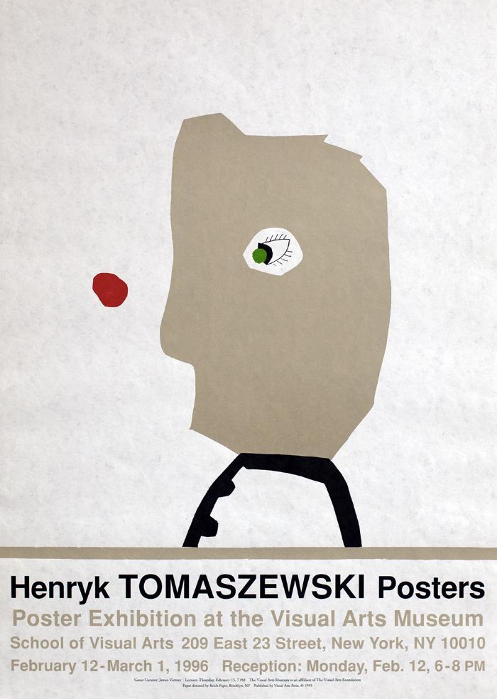 Posters depicts: Poster with crude portrait in profile and exhibition details