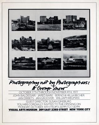 Posters depicts: Grid of nine black and white photographs of buidlings