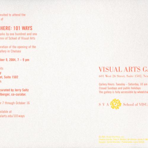 Announcements and invitations depicts: back of exhibition announcement with exhibition details