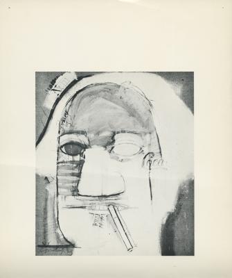 Announcements and invitations, Posters depicts: Crude portrait of George Washington with cigarette in mouth