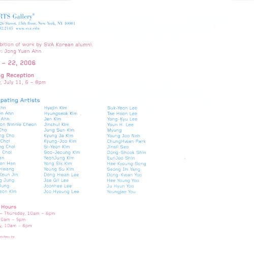 Announcements and invitations depicts: Exhibition announcement back