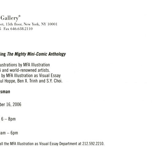 Announcements and invitations depicts: Exhibition announcement back