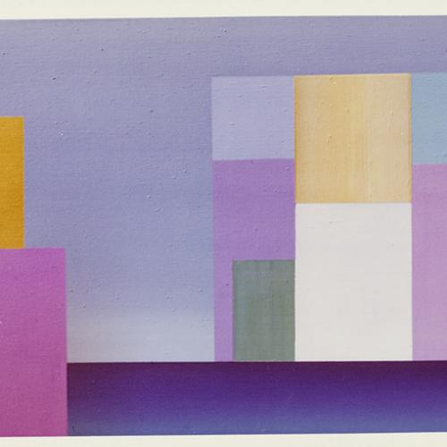 Announcements and invitations depicts: Blue, purple, yellow, and white rectangles